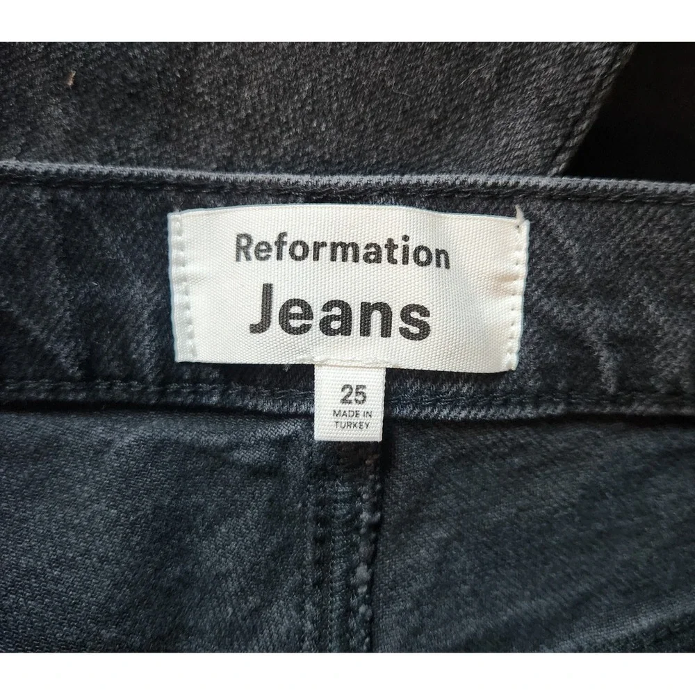 Reformation Peyton High Rise Bootcut Jeans Washed Black Organic Cotton Size 25